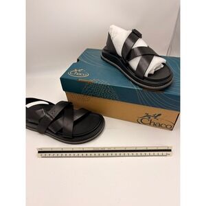 Chaco Townes Sandal Black Noir Leather Strappy Buckle JCH109472Z Womens 5 NEW
